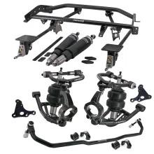 HQ Air Suspension System W/ Hub Spindles For 1967-1969 Camaro and Firebird Front And Rear HQ Shockwaves Upper And Lower Strongarms Corvette Hub Spindles Bolt-On 4-Link W/ Double Adjustable Bars And Front Sway Bar Ridetech