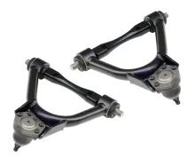 Front Upper Strongarms For 1973-1987 C10 Pair Of Tubular Control Arms W/ Ball Joints Cross Shafts And Delrin Bushings Powder Coated Satin Black Ridetech