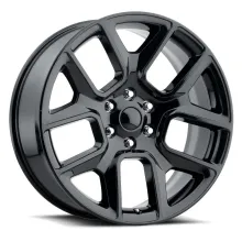 22X9 5X5.5 +15 HB 77.8 19 Ram 1500 Gloss Black With Cap Factory Reproductions