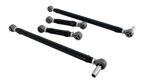 Replacement 4-Link Bar Kit W/ R-Joints Double Adj For 1970-1974 Charger Challenger Double Adjustable Upper And Lower Bars And R-Joint Spacers Powder Coated Satin Black Ridetech