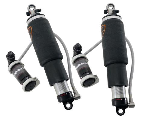 Rear TQ Shockwaves 8000 Series W/ 4.1 Inch Stroke 1.7 Inch Eye Pair Of Triple Adjustable Shock waves 5 Inch Rolling Sleeve W/ 1/4 Inch Fittings And Bearing Spacers 1/2 Inch And 5/8 Inch 10.75 Inch X 14.25 Inch W/ A 12.5 -12.75 Inch Ride Height Ridetech