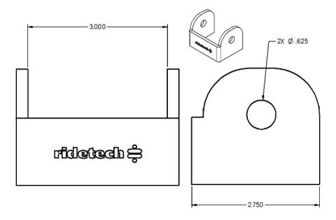 Large Rod End Bracket 3 Inch Wide Mustang Ridetech