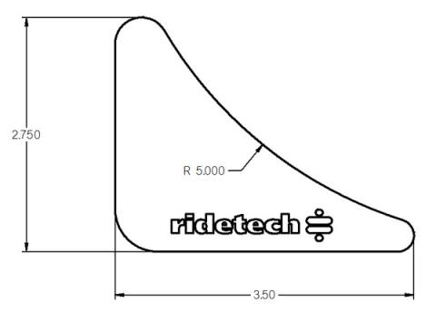 Gusset 2.75 Inch X 3.5 Inch Uncoated 1/8 Inch Mild Steel Ridetech