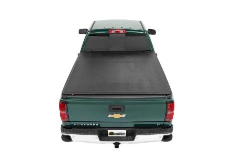 Soft Tri-Fold Tonneau Cover EZ-Fold For 2019-2024 Silverado/Sierra 1500 Exc.19 Classic 6.5 Foot Black Tailgate Spoiler Not Included Bestop