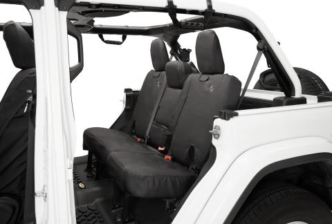Jeep Wrangler Seat Covers For Jeep 2018-2023 Wrangler JL 4 Door Rear With Fold Down Arm Rest Premium Vinyl Fabric Black Diamond Bestop