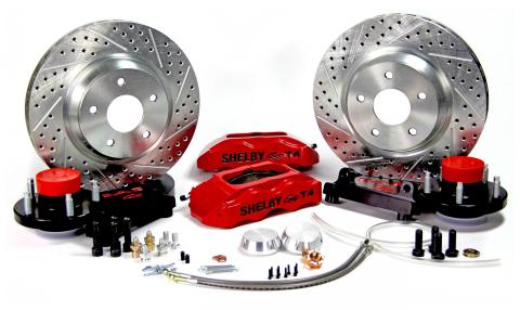 Brake System 13 Inch Front Track4 Red Shelby Logo 68-69 Mustang BAER Brakes