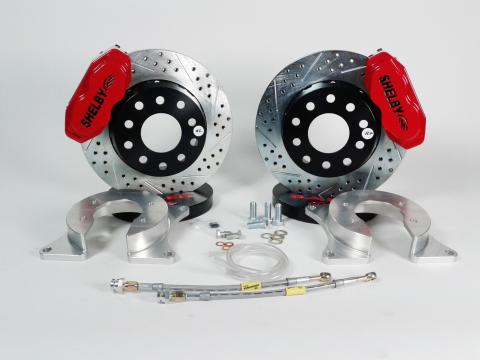 Brake System 11 Inch Rear SS4+ No Park Brake Shelby Logo Red Ford 8 or 9 Inch Big Bearing BAER Brakes