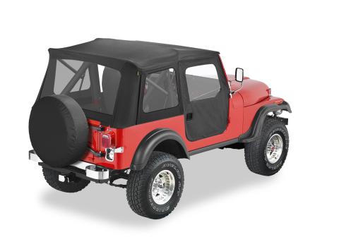 Jeep CJ5 Soft Top Supertop Classic Squareback Soft Tops For Jeep 1976-1983 CJ5 Clear Black Denim Bestop
