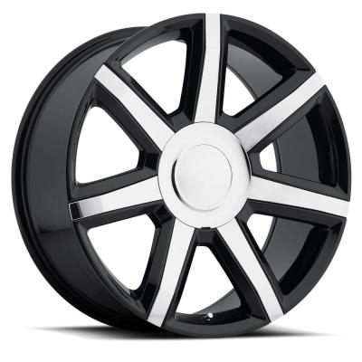 22X9 6X5.5 +24 HB 78.1 2015 Escalade Luxury Gloss Black W Chrome Insert With Cap Factory Reproductions