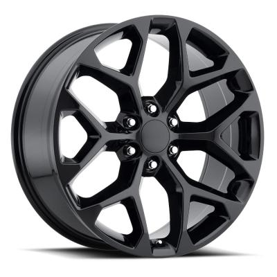 24X10 6X5.5 +24 HB 78.1 2014 Chevy Snowflake Gloss Black With Cap Factory Reproductions