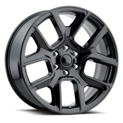 22X9 5X5.5 +15 HB 77.8 19 Ram 1500 Gloss Black With Cap Factory Reproductions