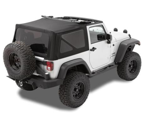 Replace-A-Top for OEM Hardware For Jeep 2007-2009 Wrangler JK 2 Door Tinted Black Premium Twill No Door Skins Included Bestop