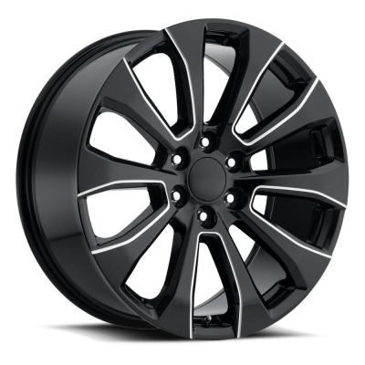 22X9 6X5.5 +28 HB 78.1 2019 Silverado Split 5Spk Gloss Black/Milled With Cap Factory Reproductions