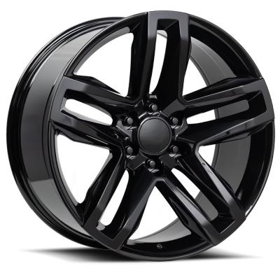 20X9 6X5.5 +15 HB 78.1 Z71 Split 5 Spoke Gloss Black With Cap Factory Reproductions