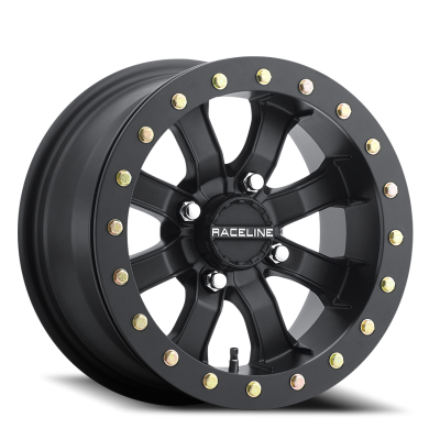 Aluminum Wheels 14x10 Black Mamba Beadlock UTV A71B Satin Black 0 Offset 4 on 137 Bolt Pattern Raceline