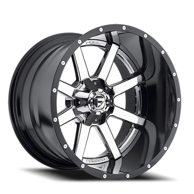Aluminum Wheels 22X10 Maverick D260 8 On 165.1 Chrome/Gloss Black Lip 125.1 Bore -13 Offset Fuel Off Road Wheels