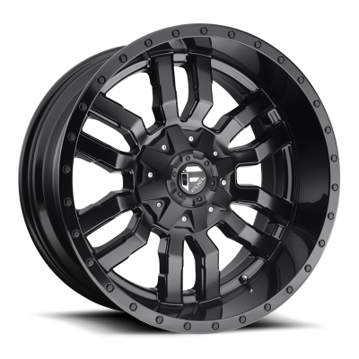 Aluminum Wheels 20X9 Sledge D596 8 On 165.1 Matte Black/Gloss Black Lip 125.1 Bore 1 Offset Fuel Off Road Wheels