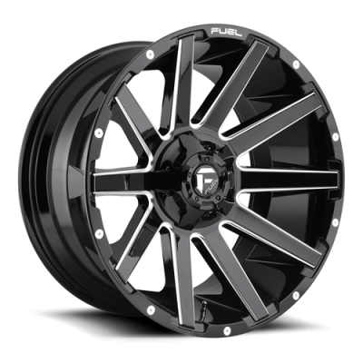 Aluminum Wheels 22X10 Contra D615 5 On 139.7/5 On 150 Gloss Black/Milled 110.3 Bore -18 Offset Multi Spoke Fuel Off Road Wheels