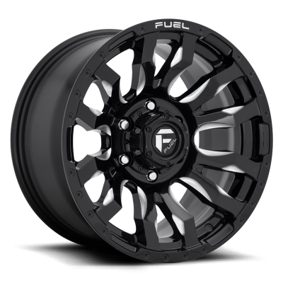 Aluminum Wheels 17X9 Blitz D673 6 On 139.7 Gloss Black Milled 106.1 Bore 1 Offset Multi Spoke Fuel Off Road Wheels