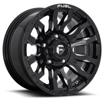 Aluminum Wheels 20X9 Blitz D673 5 On 139.7 Gloss Black Milled 78.1 Bore 1 Offset Multi Spoke Fuel Off Road Wheels