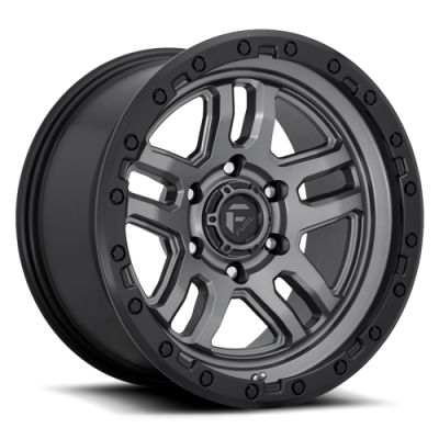 Aluminum Wheels 17X9 AMMO D701 6 On 114.3 Matte Gunmetal Gray W/Black Bead Ring 66.06 Bore 1 Offset 5 Spoke Fuel Off Road Wheels