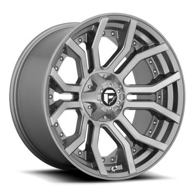 Aluminum Wheels 24X12 Rage Platinum D713 8 On 170 Brushed Gunmetal Gray Tinted Clear 125.1 Bore -44 Offset Fuel Off Road Wheels