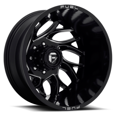 Dually Wheels 22X8.25 Runner Dually D741 8 On 210 Gloss Black Milled 154.3 Bore -220 Offset 8 Spoke Outer Dually Fuel Off Road Wheels