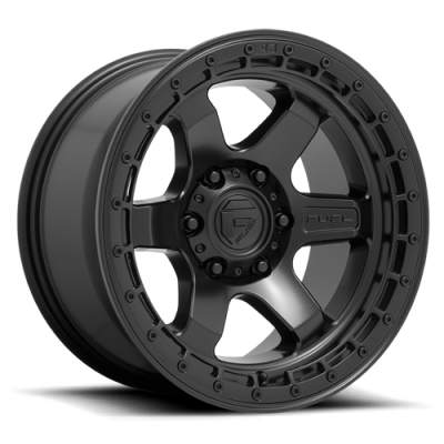 Aluminum Wheels 18X9 Block D750 6 On 114.3 Matte Black/Black Ring 66.3 Bore 1 Offset 6 Spoke Fuel Off Road Wheels
