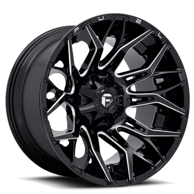 Aluminum Wheels 22X12 Twitch D769 5 On 139.7/5 On 150 Gloss Black Milled 110.2 Bore -44 Offset Fuel Off Road Wheels