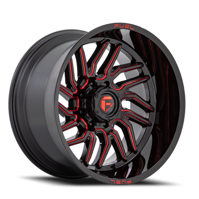 Aluminum Wheels 20X10 Hurricane D808 5 On 139.7 Gloss Black/Red Milled 78.1 Bore -18 Offset Fuel Off Road Wheels