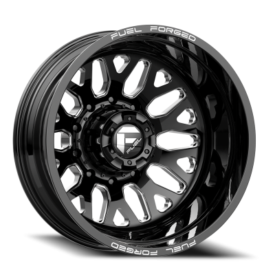 Dually Wheels 20X8.25 FF19D Dually DE19 BK 8 On 200 Gloss Black Milled 142.2 Bore -202 Offset Outer Dually Fuel Off Road Wheels