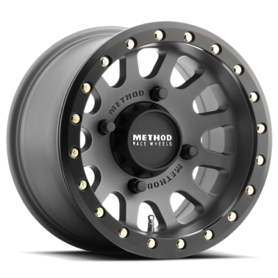 Aluminum Wheels 15x7 MR401 Beadlock UTV Bolt Pattern 4 On 136 Offset 38 Lip Size 0.79 Titanium GY Matte Black Ring Method