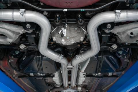 18-23 Ford Mustang GT 5.0L T304 Stainless Steel 3 Inch Cat-Back Dual Rear with Quad Carbon Fiber Tips Street Version MBRP