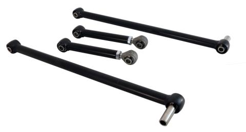 Replacement 4-Link Bar Kit W/ R-Joints Single Adj For 1973-1987 C10 New Design Shockwave/Coil-OverSingle Adjustable Upper Bars Lower Bars Panhard Bar And R-Joint Spacers Powder Coated Satin Black Ridetech