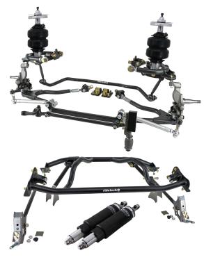TQ Air Suspension System For 1961-1965 Falcon Front And Rear TQ Shockwaves Front Truturn System Rear 4-Link And Front Sway Bar 4-Link Setup Is Weld On Bar Mounts For 3 Inch Axle Tube Ridetech
