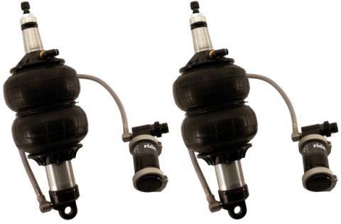Front TQ Shockwaves 1000 Series W/ 3.6 Inch Stroke, 2 Inch Stud Pair Of Triple Adjustable Shock waves 6.5 Inch Double Convoluted W/ 1/4 Inch Fittings And Bearing Spacers 1/2 Inch And 5/8 Inch 10.3 Inch X 13.3 Inch W/ A 11.75 -12 Inch Ride Height Ridetech