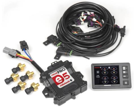 Ridepro E5 Air Suspension Control System W/ 5 Gallon Tank 2 Air Compressors 5 Gallon Tank Ridepro Electric Valve Touch Screen Display Ecu Pressure Sensors Wiring Harness 1/4 Inch Airline And Fittings Ridetech