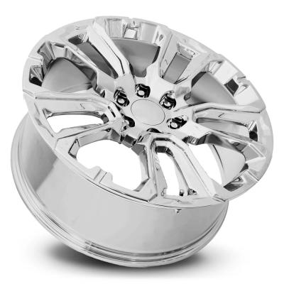 22X9 6X5.5 +28 HB 78.1 GM Split 5 Spoke Replica Wheel Chrome With Cap Factory Reproductions