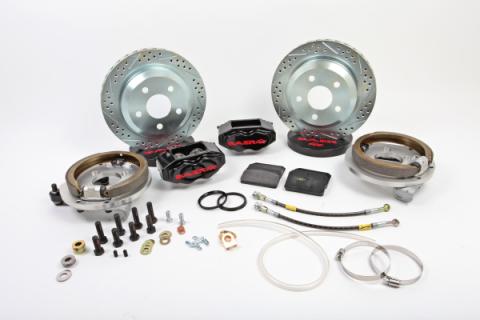 Brake System 12 Inch Rear SS4 with Park Brake Black Ford 9 Inch Torino Bearing 5 on 5 BC BAER Brakes
