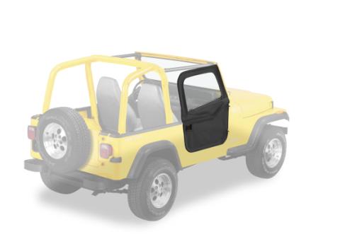Jeep Doors Full 2-Piece Fabric Doors For Jeep 1980-1986 CJ7 Clear Vinyl Black Crush Fabric Pair Bestop