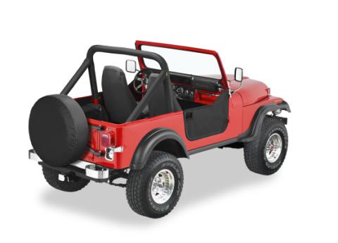 Lower Fabric Half Doors For Jeep 1976-1986 CJ7 W/Wedge Style Strikers With Wedge Style Strikers Black Denim Bestop