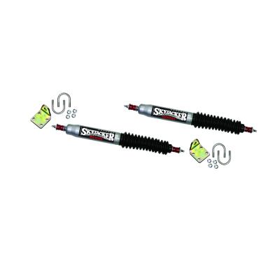 Steering Stabilizer Dual Kit w/OEM Location Silver w/Black Boots Skyjacker