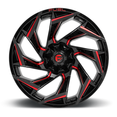 Aluminum Wheels 15X8 Reaction D755 5 On 114.3/5 On 120.65 Gloss Black Milled Red Tint 72.7 Bore -18 Offset Fuel Off Road Wheels
