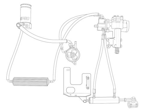 Upgraded #8 Return Line Hose Kit with Heat Sink Fluid Cooler Kit for 2012-18 Jeep JK PSC Performance Steering Components