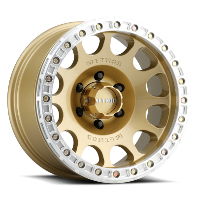 Aluminum Wheels 17x9 Beadlock MR105 Bolt Pattern 6 On 139.7 Offset -38 Lip Size 1.77 Gold GD Method