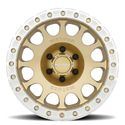 Aluminum Wheels 17x9 Beadlock MR105 Bolt Pattern 6 On 139.7 Offset -38 Lip Size 1.77 Gold GD Method