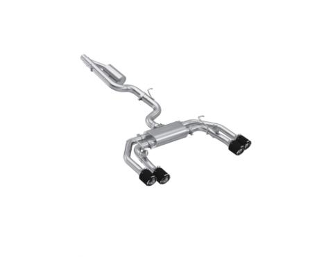 2022-Up Audi S3 2.0L Armor Pro 3 Inch Cat-Back 2.5 Inch Quad Rear Exit Active Exhaust System with Carbon Fiber Tips MBRP