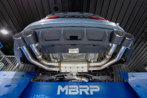 2022-Up Audi S3 2.0L Armor Pro 3 Inch Cat-Back 2.5 Inch Quad Rear Exit Active Exhaust System with Carbon Fiber Tips MBRP