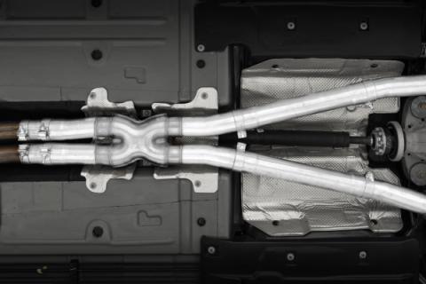15-23 Dodge Challenger T304 Stainless Steel 3 Inch Dual Cat Back Quad Tips with Carbon Fiber Tips (Race Version) Exhaust System MBRP