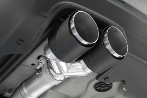 15-23 Dodge Challenger T304 Stainless Steel 3 Inch Dual Cat Back Quad Tips with Carbon Fiber Tips (Race Version) Exhaust System MBRP